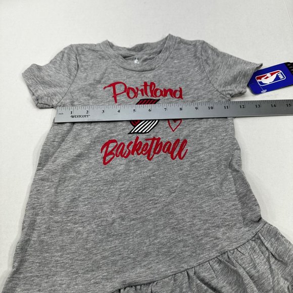 NBA Girl's Size 4T Portland Basketball Ruffle Layered Short Sleeve Dress Gray - Picture 10 of 16